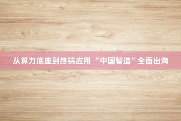 从算力底座到终端应用 “中国智造”全面出海