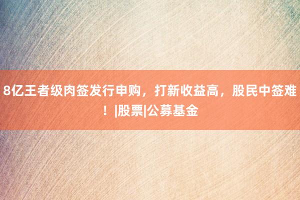 8亿王者级肉签发行申购，打新收益高，股民中签难！|股票|公募基金
