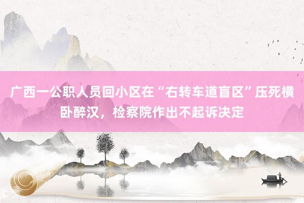 广西一公职人员回小区在“右转车道盲区”压死横卧醉汉，检察院作出不起诉决定