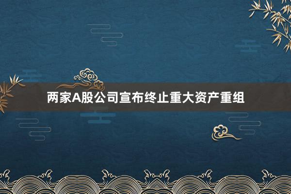 两家A股公司宣布终止重大资产重组