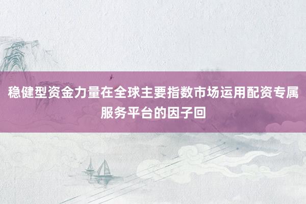 稳健型资金力量在全球主要指数市场运用配资专属服务平台的因子回
