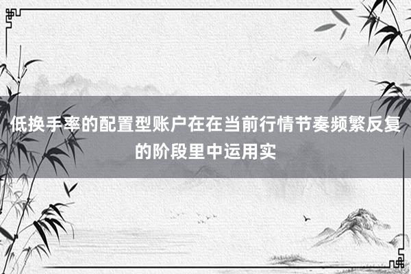 低换手率的配置型账户在在当前行情节奏频繁反复的阶段里中运用实