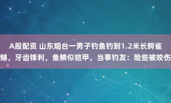 A股配资 山东烟台一男子钓鱼钓到1.2米长鳄雀鳝，牙齿锋利，鱼鳞似铠甲，当事钓友：险些被咬伤